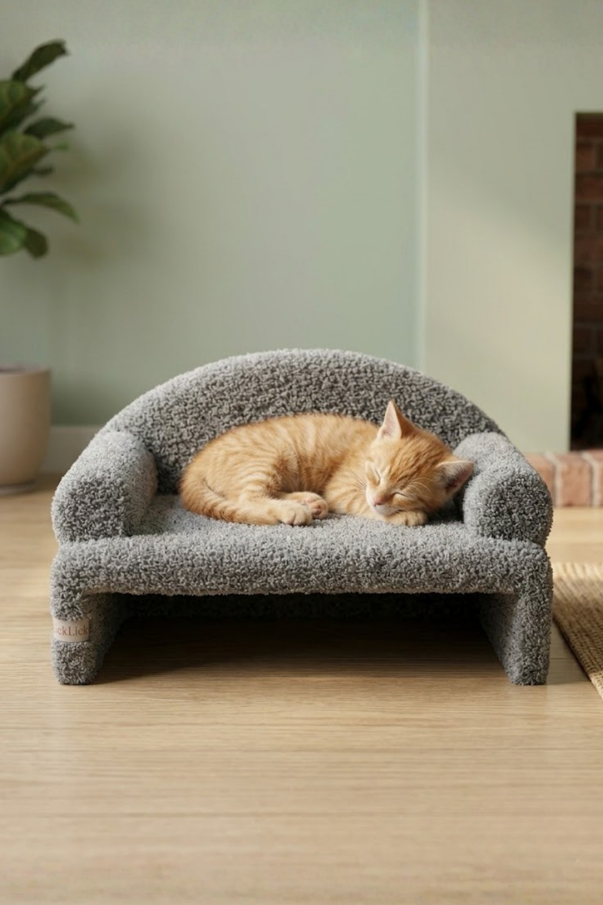 Reyo Pet Peluş Kedi Oturma Koltuğu Kedi Yatağı Gri