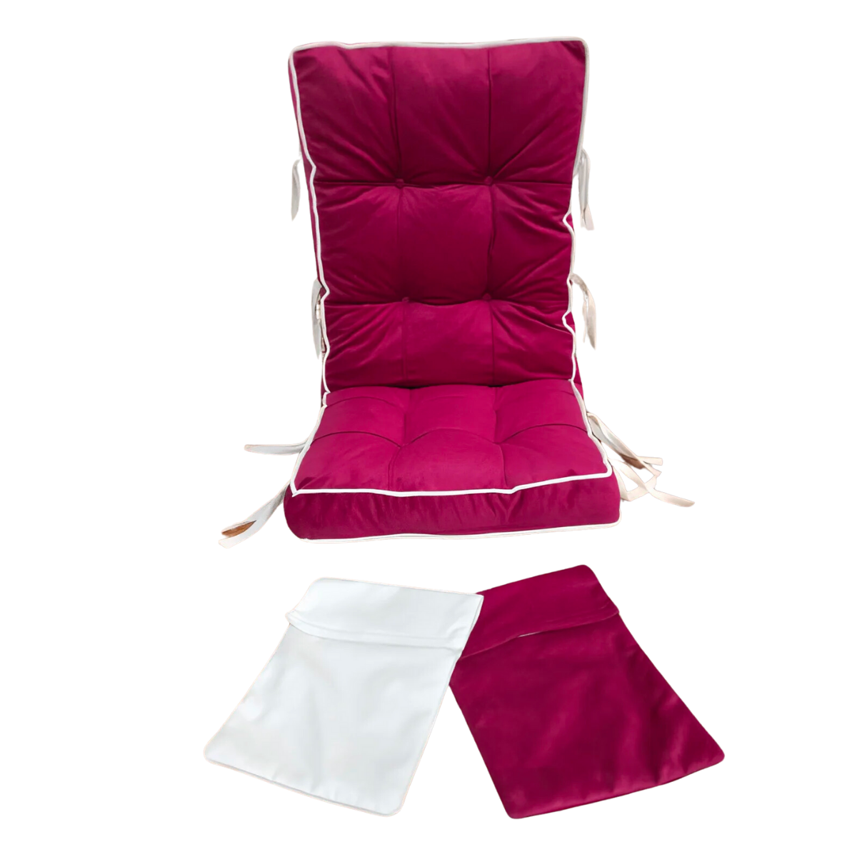 Reyo Home Sallanan Sandalye Minderi Kapitone Çift Cepli Bordo Krem