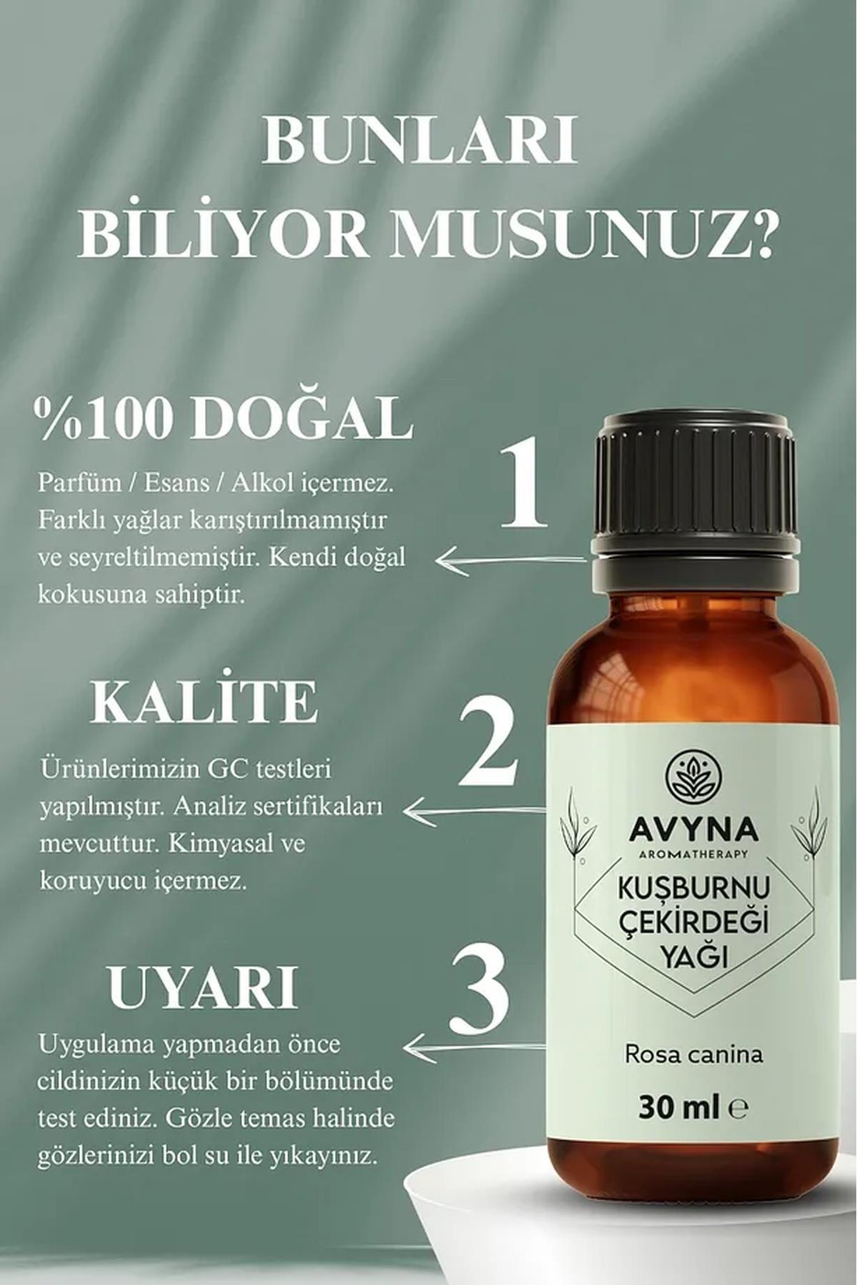 Avyna Kuşburnu Çekirdeği Yağı 30 ml Soğuk Sıkım %100 Saf ve Doğal