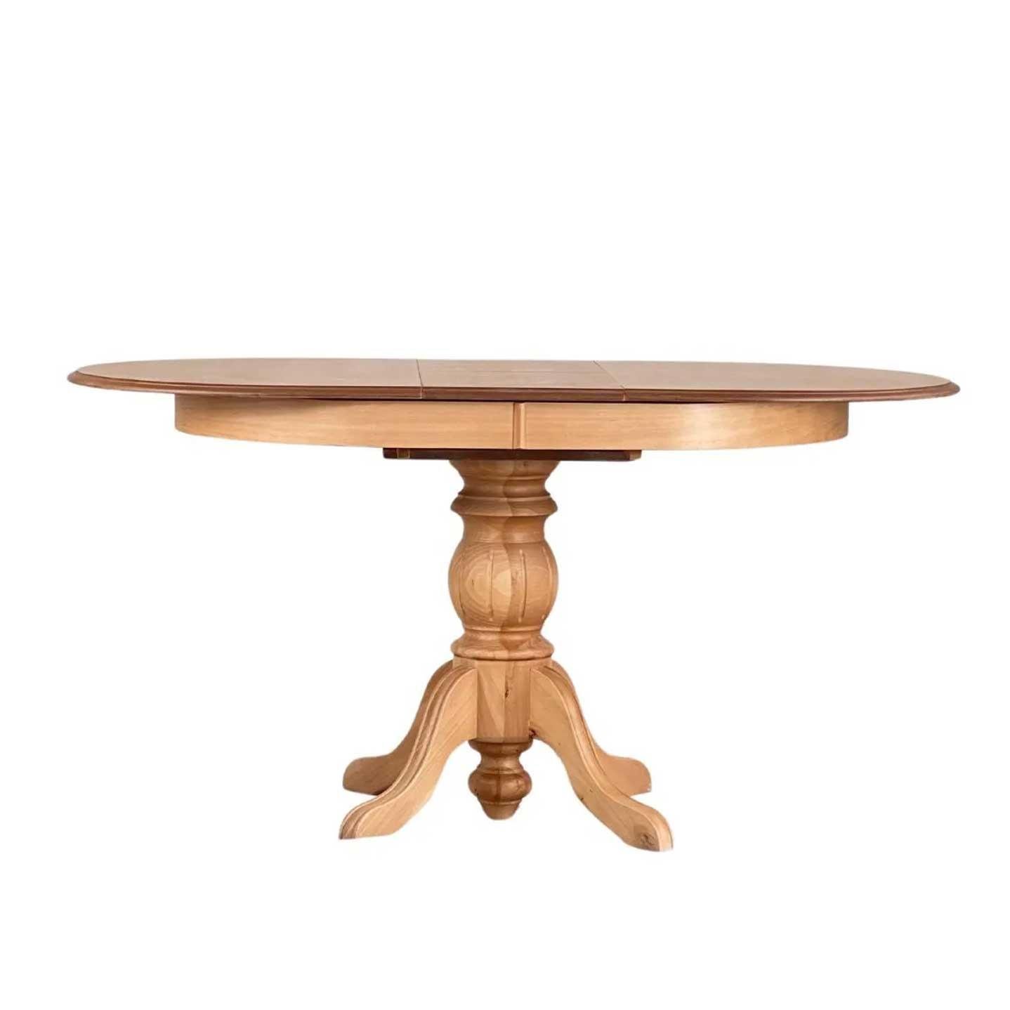 Reyo 100cm Açılır Yuvarlak Yemek Masası Baba Ayak Masa Natural Cilalı (Sandalyeler Dahil Değildir)