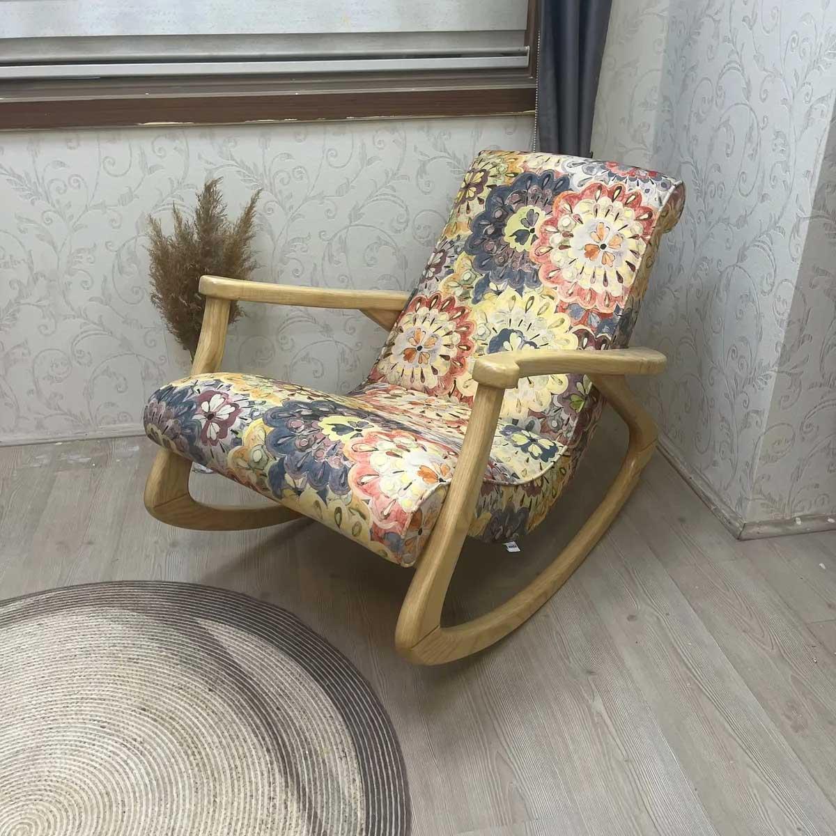 Asedia Ekol Naturel Çiçekli Sallanan Sandalye Dinlenme Emzirme Tv Okuma Baba Koltuğu