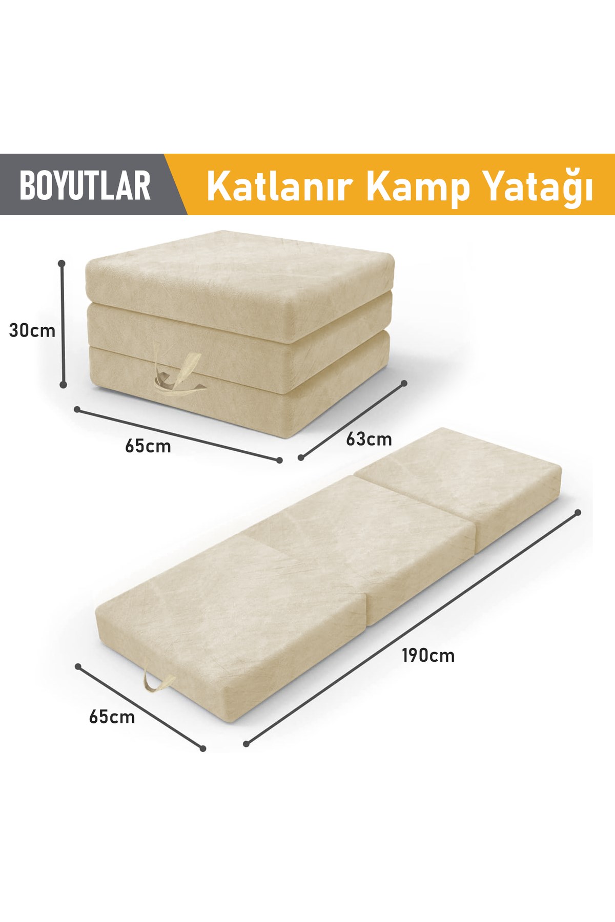 Haegs Katlanır Yatak, Kamp Yatağı, Kamp Matı, Taşınabilir Yer Yatağı, Yıkanabilir Kılıf, Seyahat, Kamp, Araç, Karavan, Çadır ve Yoga için İdeal; 22 Dens 190x65x10 cm - Bej