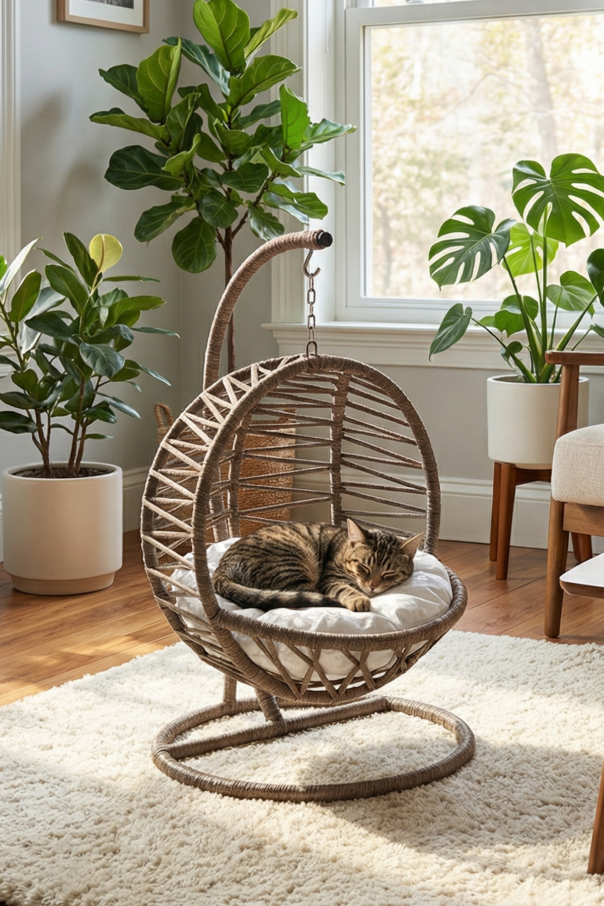 Reyo Pet Lüxperi Kedi Salıncağı & Kedi Yatağı & Kafesi 38x45x65 cm Kahve