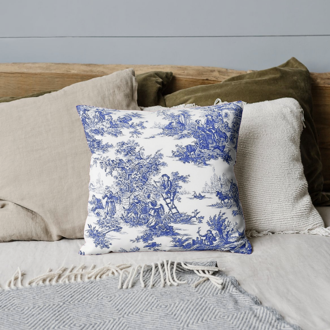 Reyo Bleu Blanc Desenli Mavi Kırlent Kılıfı