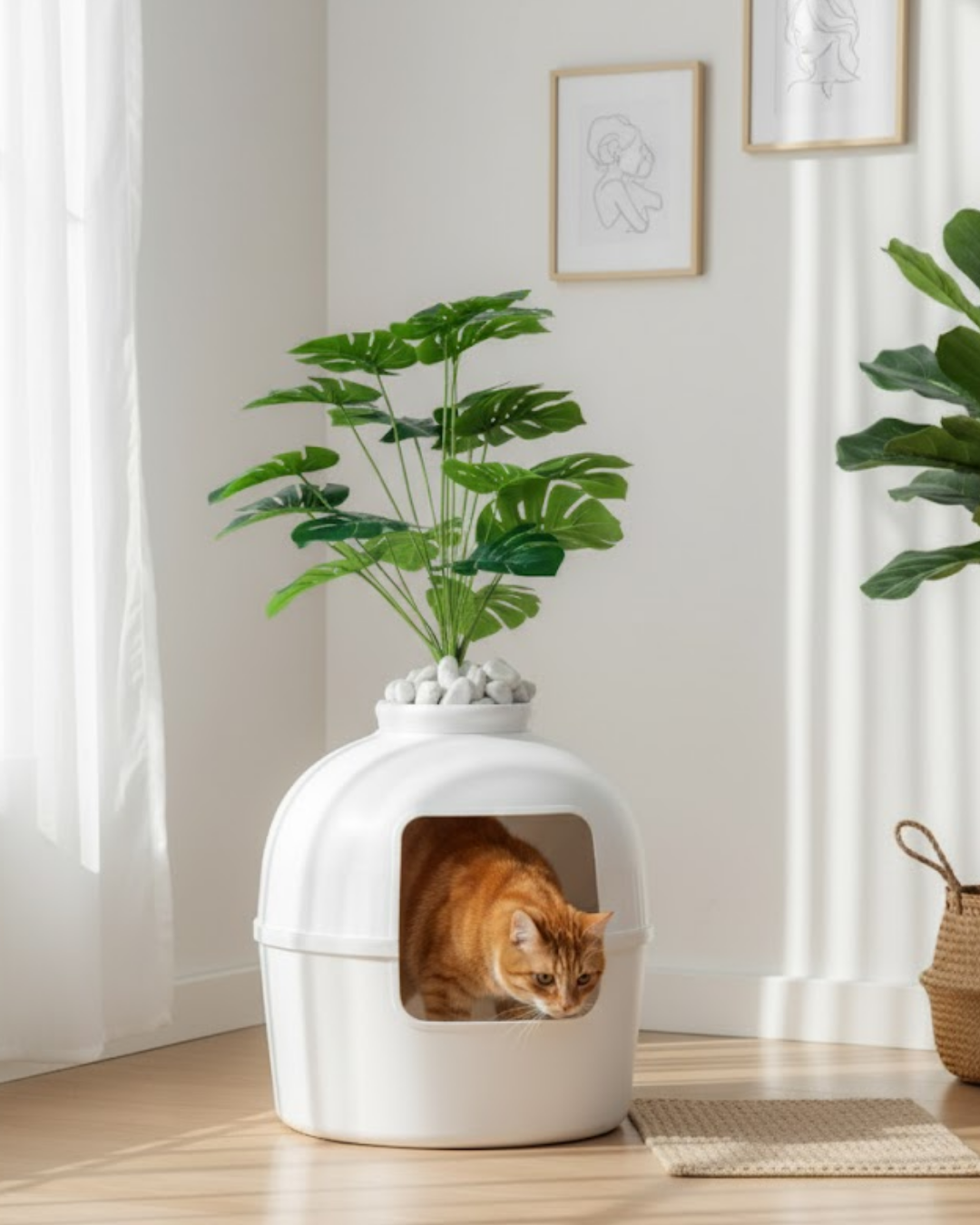 Reyo Dekorapet Dekoratif Kedi Tuvaleti Beyaz