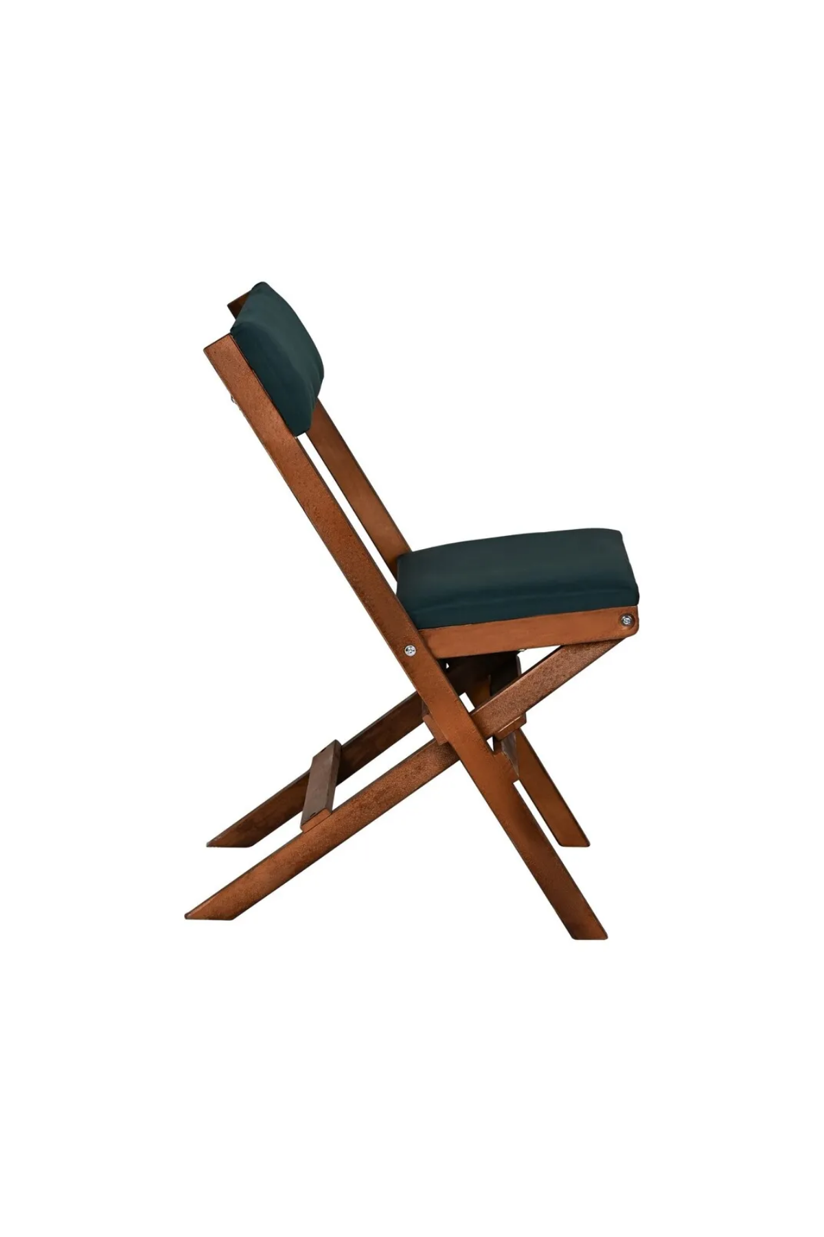 BySay Ahşap Katlanır Döşeme Minderli 3'lü Bistro Set Bahçe Takımı Ceviz Yeşil