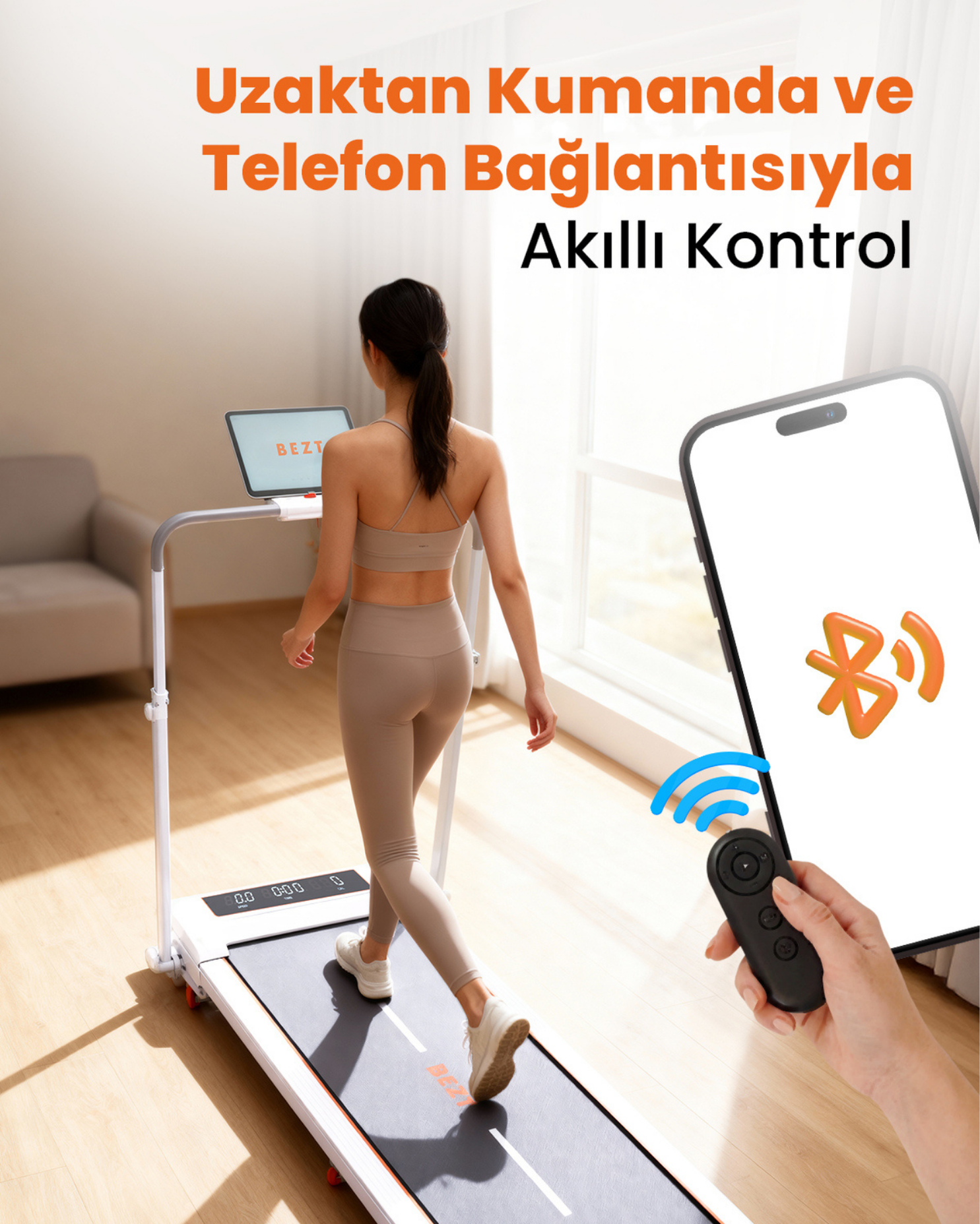 Bezt Run Smart Katlanabilir Koşu Bandı Beyaz