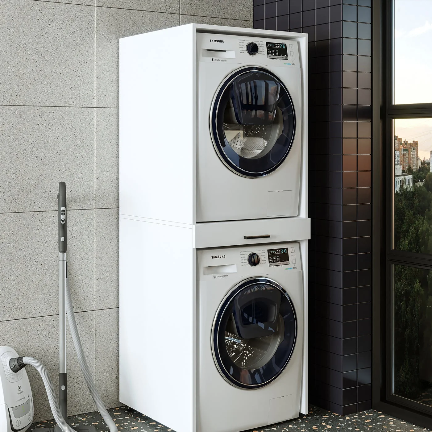 Roomart Çamaşır ve Kurutma Makinesi Dolabı Mat Beyaz