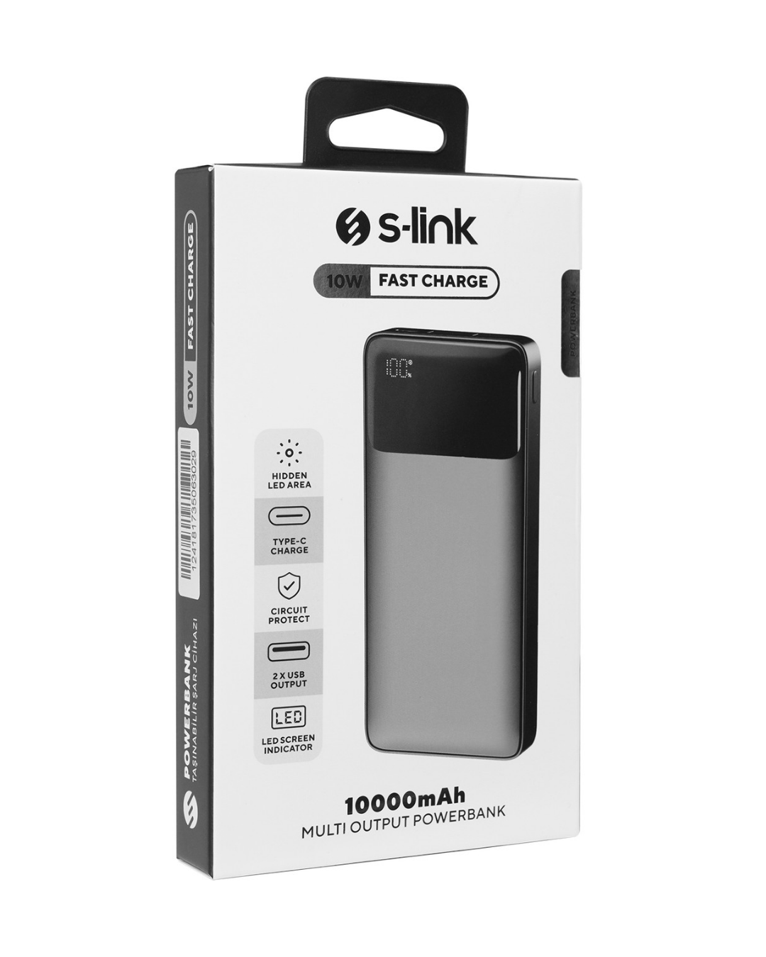 S-Link P107 10000mAh Type-C, LCD Taşınabilir Şarj Cihazı Powerbank