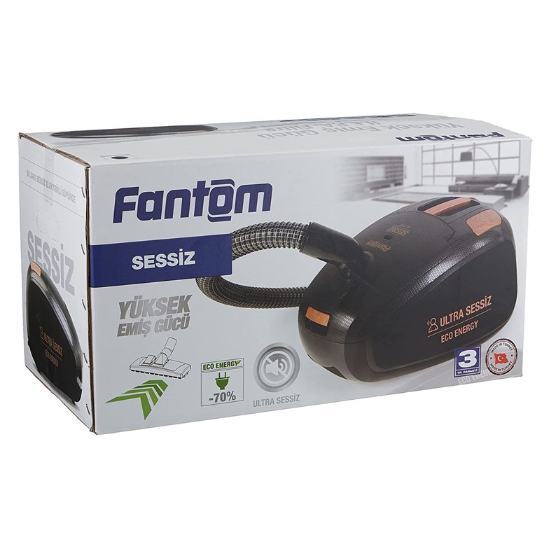 Fantom Sessiz SS 2400 850 W Toz Torbalı Süpürge Siyah