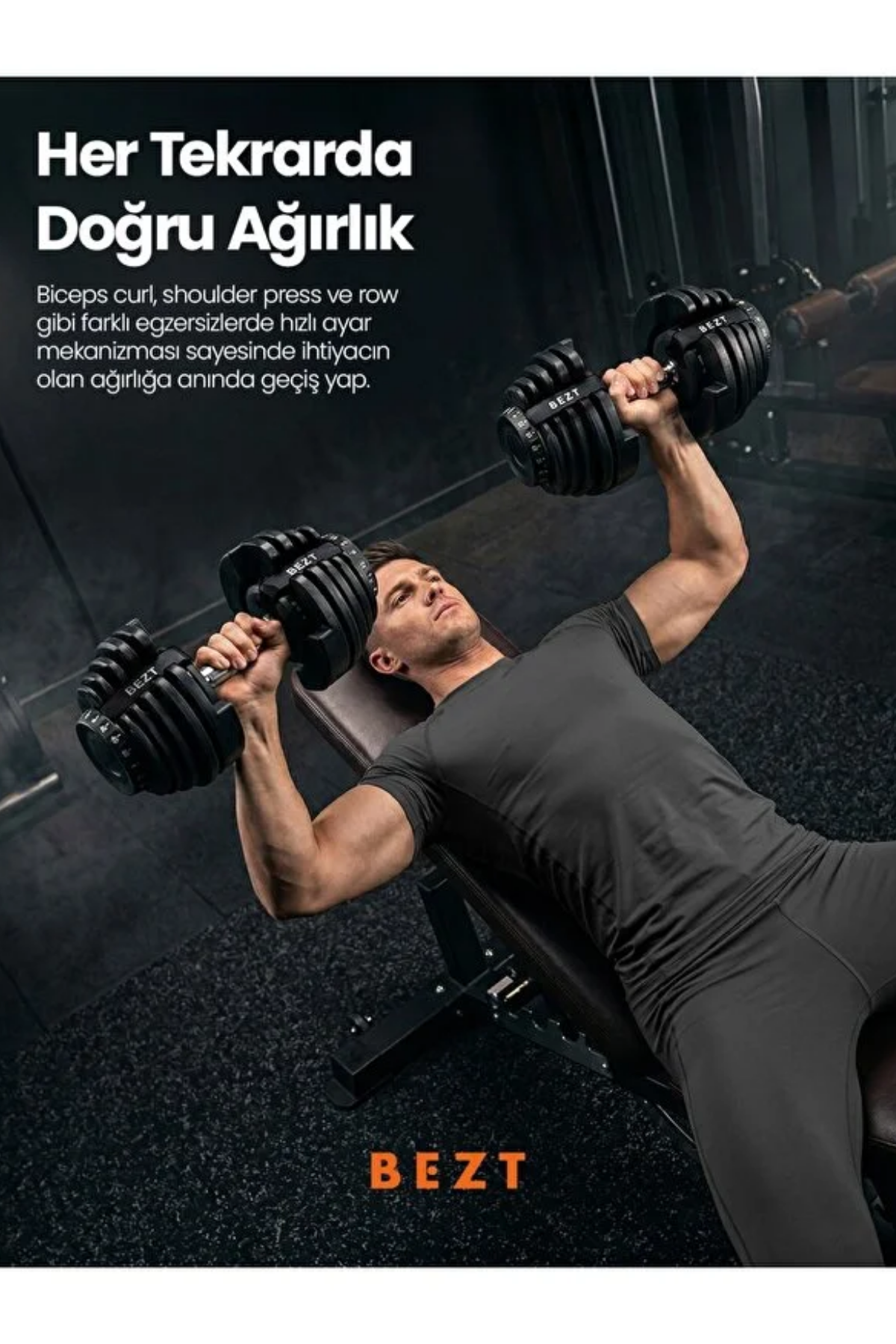 Bezt Pro Sports 2'li Ayarlanabilir Dambıl Seti 40 KG x 2 (Toplam 80 KG) - Siyah Ağırlık Seti