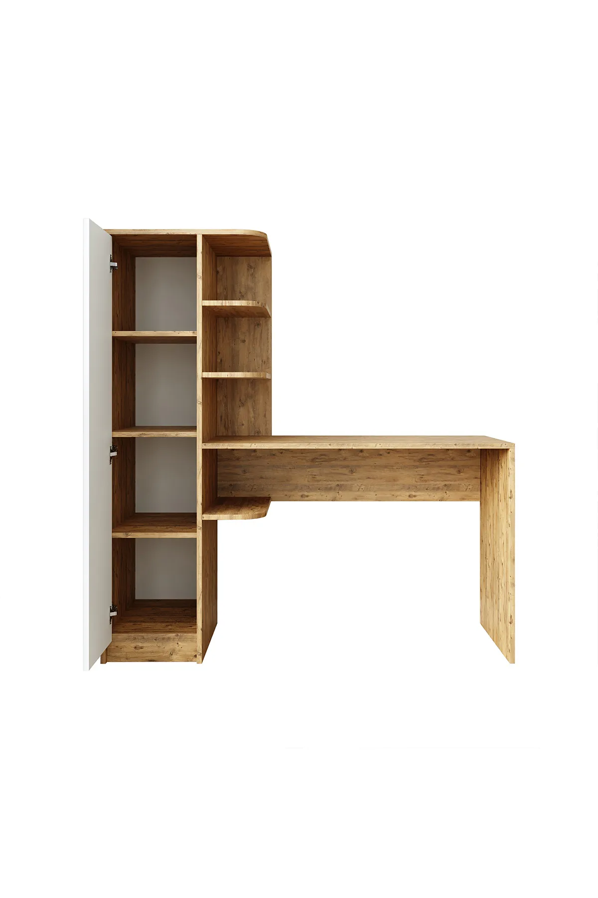 Roomart Roma Raflı Çalışma Masası, Çalışma Ofis Masası Sol Dolaplı Atlantik Çam