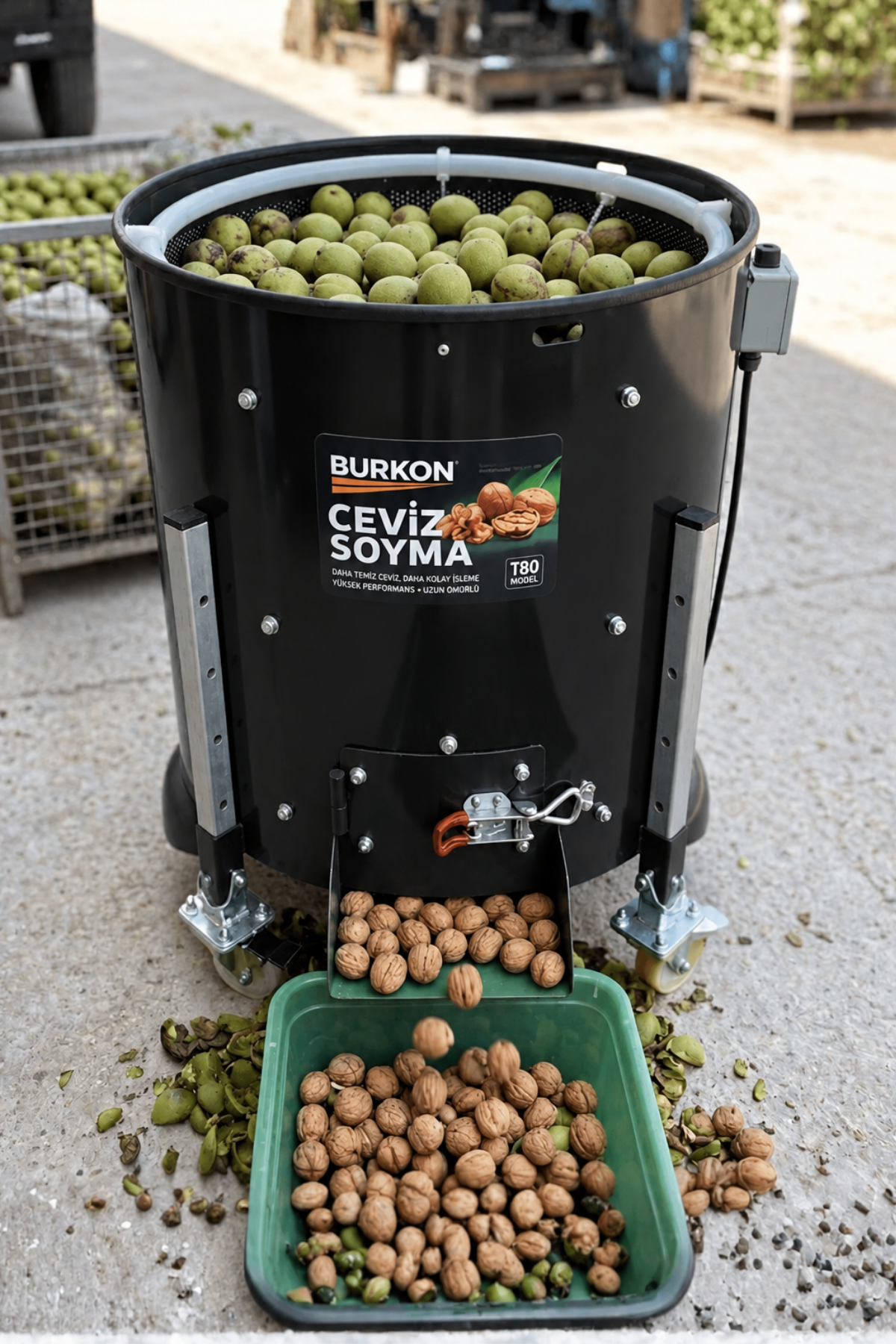 Burkon 190 Litre Rendeli Sabit Devirli Ceviz Soyma Makinesi