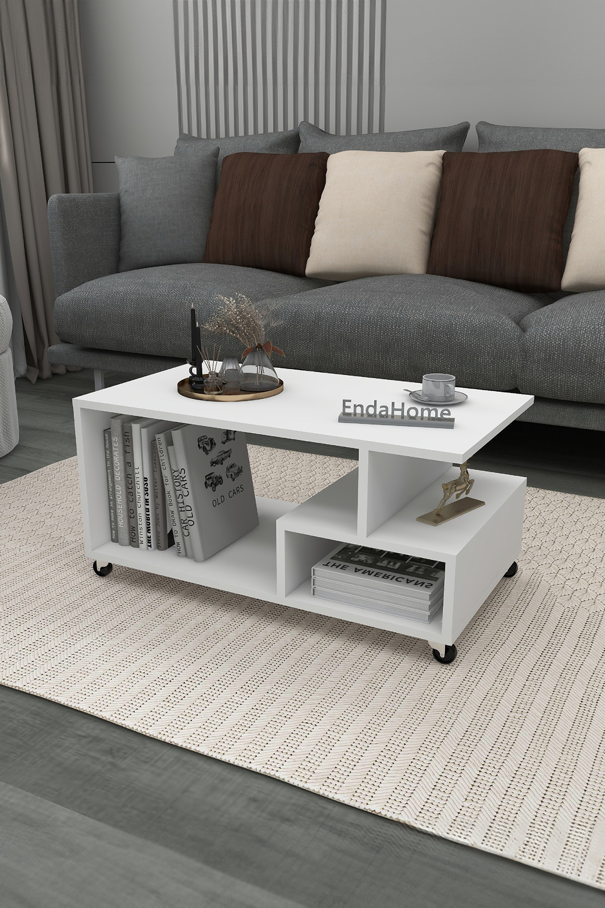 Enda Home Sultan Tekerli Orta Sehpa 86,5x50 cm