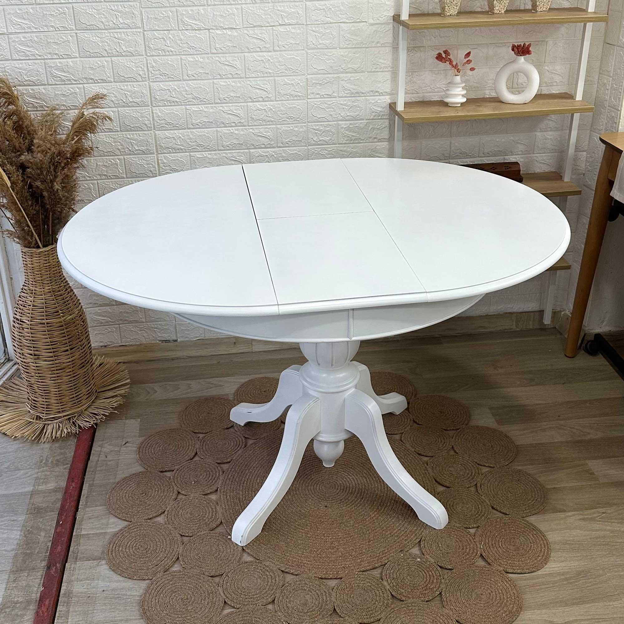 Reyo 90cm Açılır Yuvarlak Baba Ayaklı Masa Beyaz