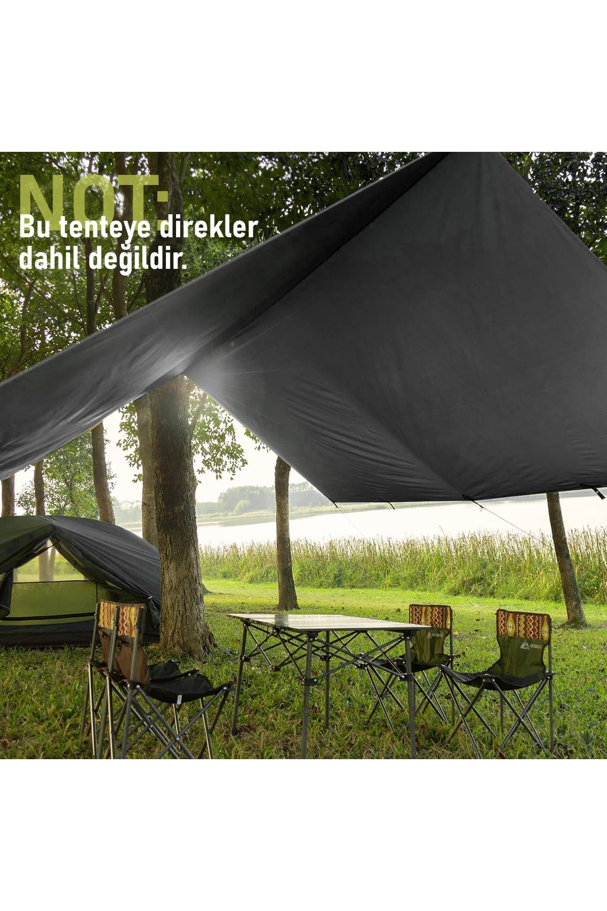 Haegs Tarp Gölgelik Tente, Taşınabilir Örtü Branda Çok İşlevli Outdoor Açık Hava Kamp Seyahat Tente Branda Güneşlik Karavan Tente Yan Çadır Gölgelik - 300x300 cm - Yeşil