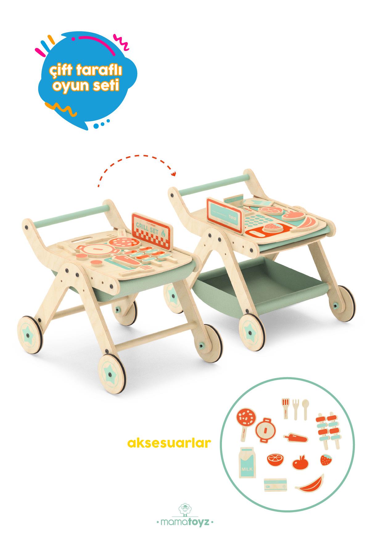 Mamatoyz Trio Yürüteç Aktivite Masası Ahşap Mangal Versiyonu