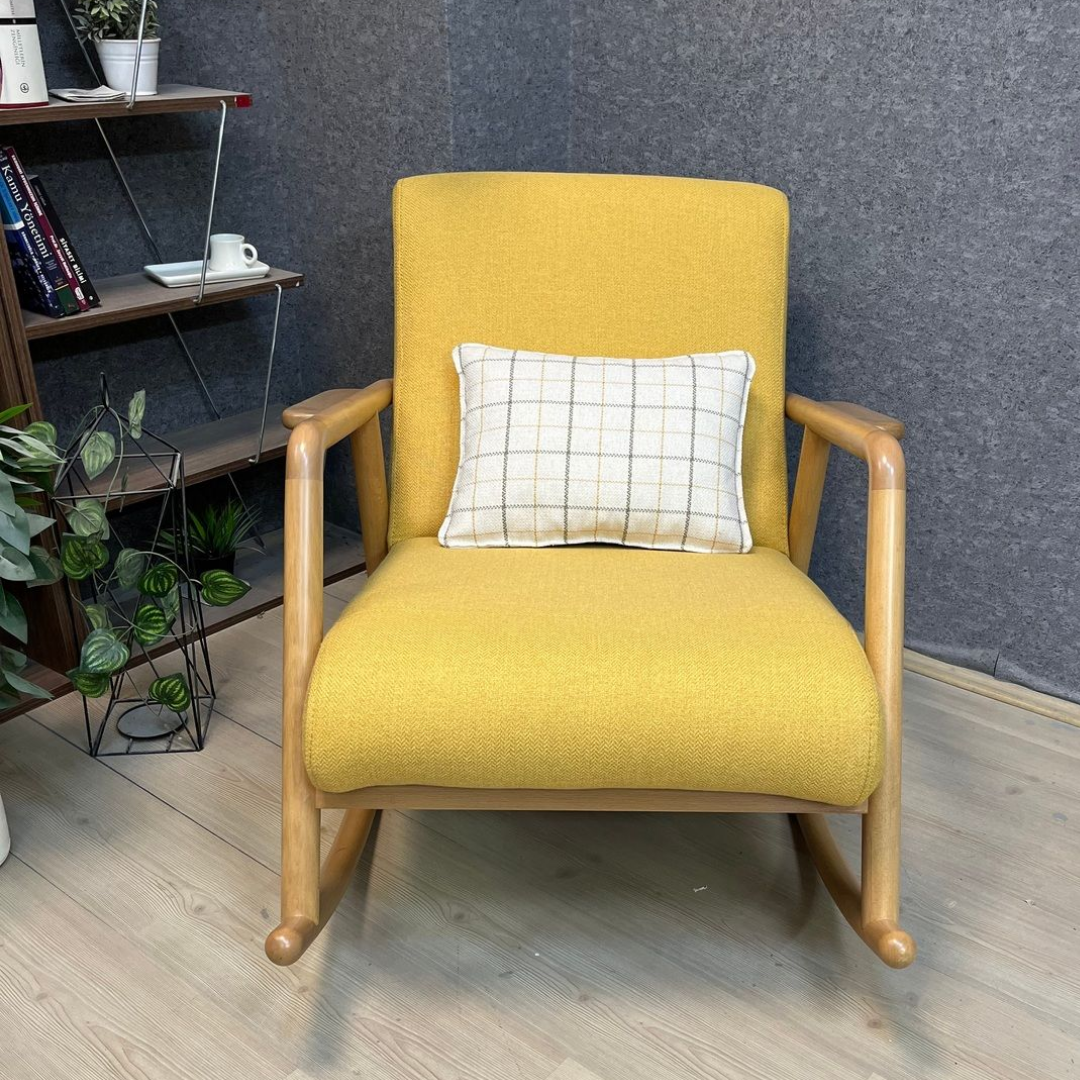 Asedia Minito Naturel Sarı Sallanan Sandalye Dinlenme Koltuğu