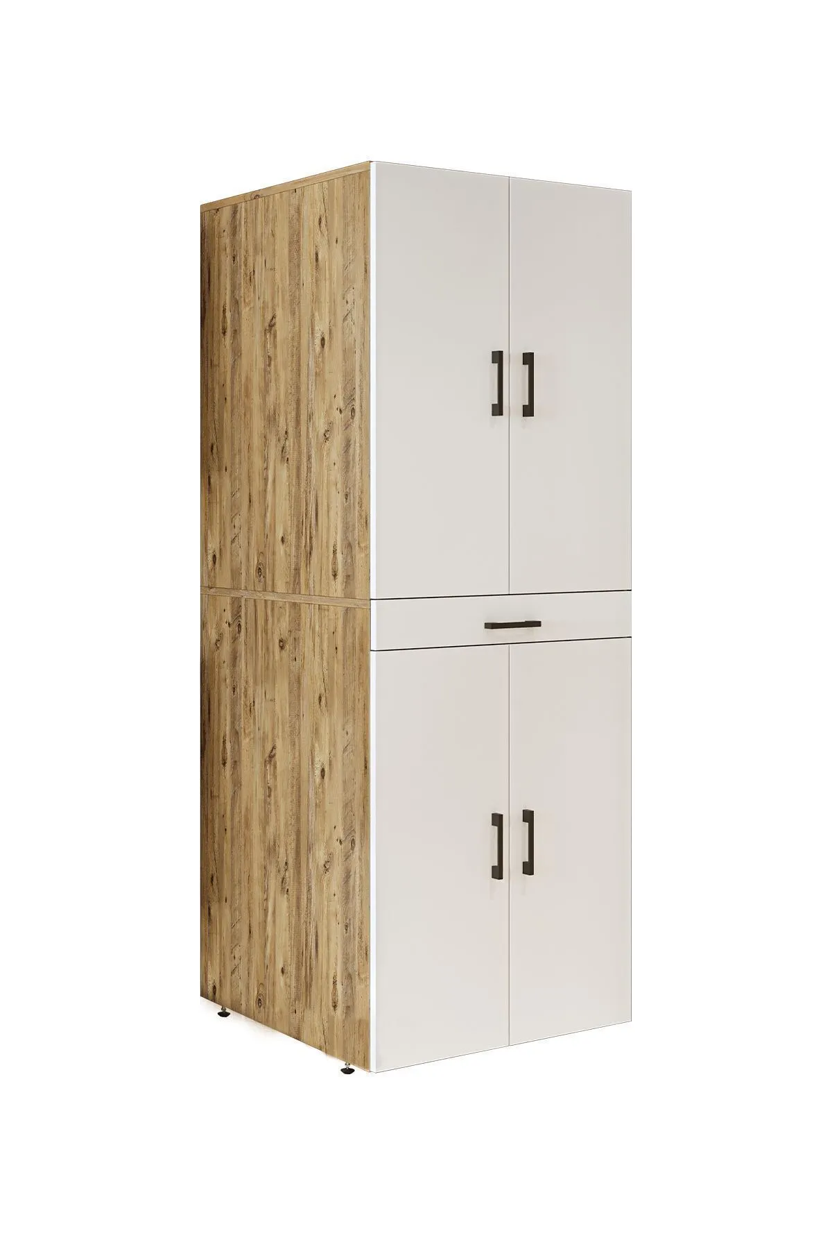 RoomArt Banyo Dolabı Kapaklı Çamaşır Ve Kurutma Makinesi Dolabı 70x185 cm Atlantik Çam - Mat Beyaz