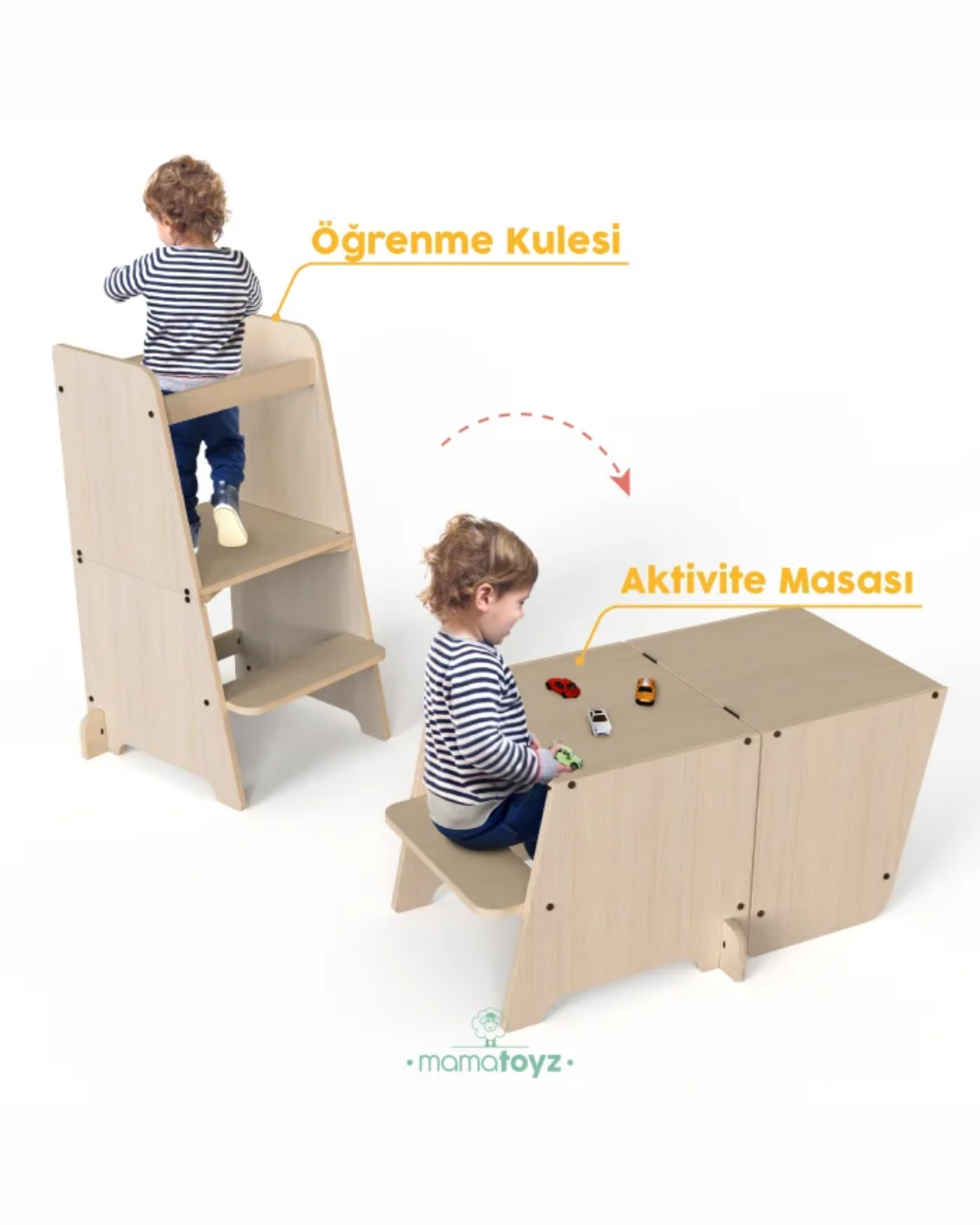 Mamatoyz 07 Kule Bend Menteşeli Öğrenme Kulesi Natural