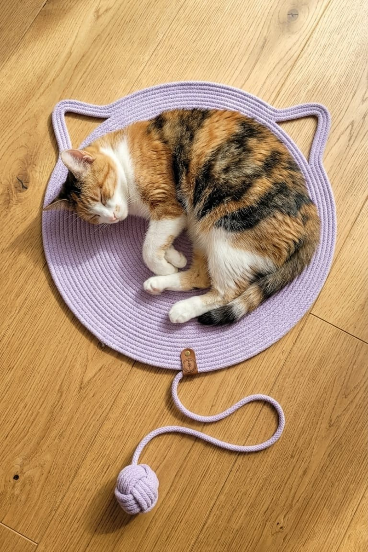 Reyo Pet El Yapımı Oyuncaklı Kedi Tırmalama Matı Tress İpli Lila