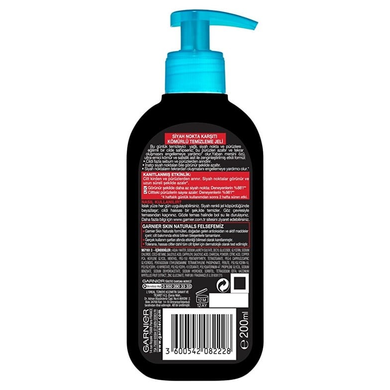 Garnier Saf & Temiz Siyah Nokta Karşıtı Kömürlü Temizleme Jeli 200ml
