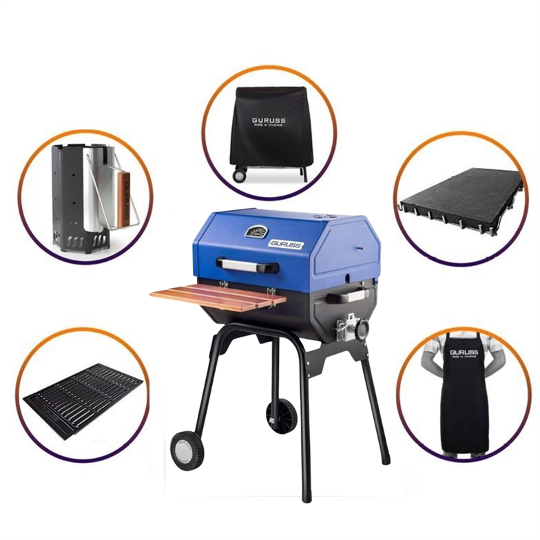 Guruss CG-050 Kömürlü Barbekü Mangal Tam Set Mavi