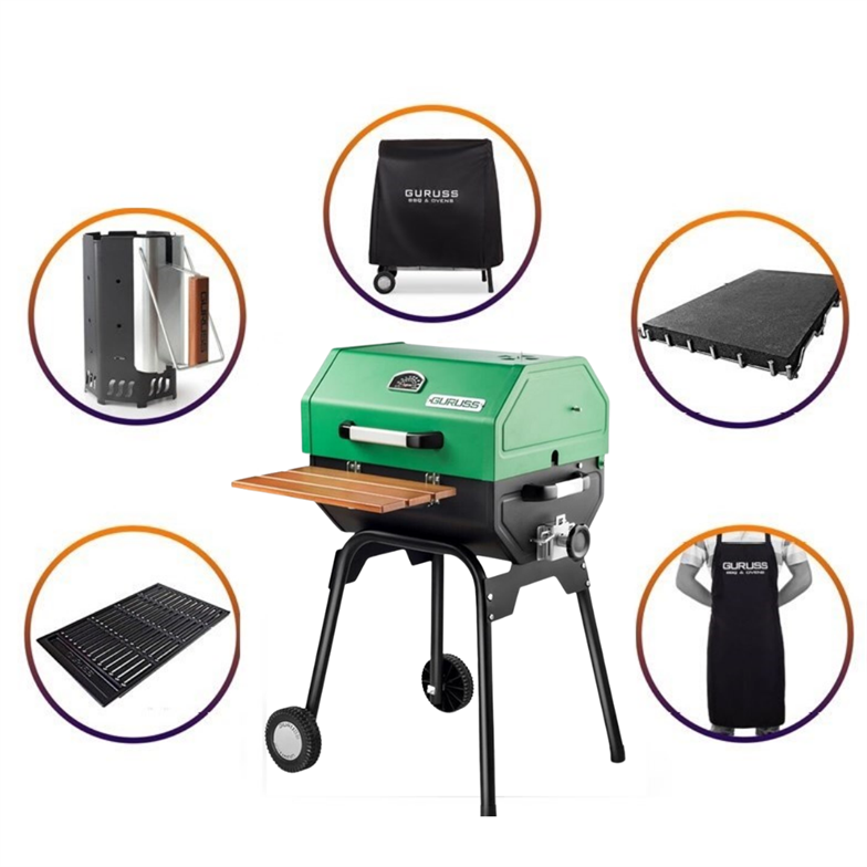 Guruss CG-050 Kömürlü Barbekü Mangal Tam Set Yeşil