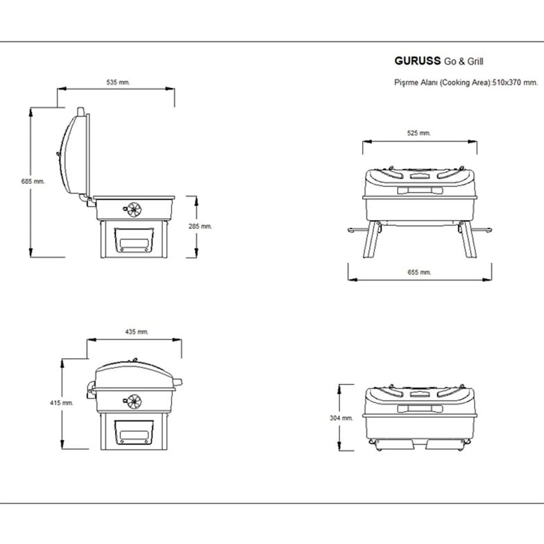Guruss Go&Grill Kömürlü Mangal Barbekü