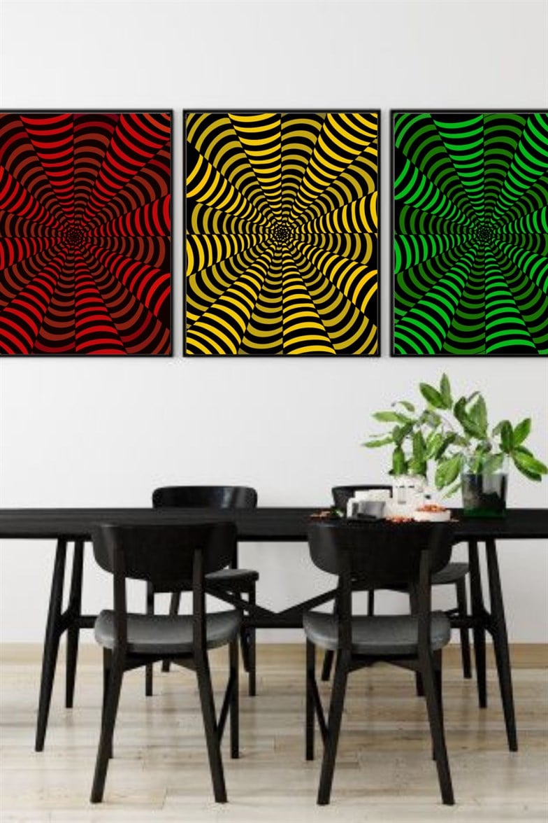 Hipnotico Üçlü Siyah Hipnotik Çerçevesiz Poster 30x40