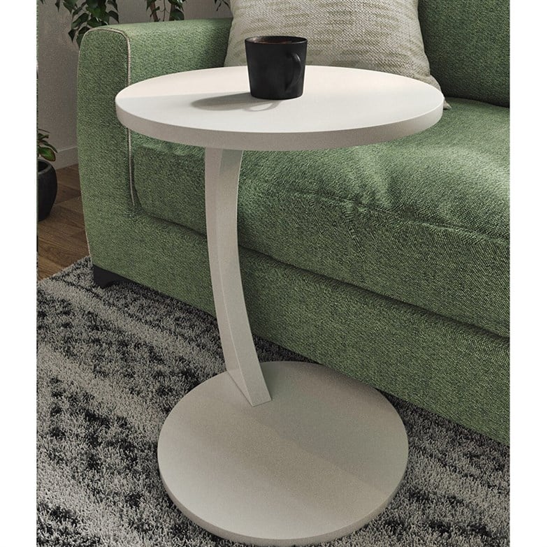 interGO Tekerlekli C Sehpa Koltuk Sehpası Yan Sehpa Zigon Sehpa Servis Sehpası Beyaz