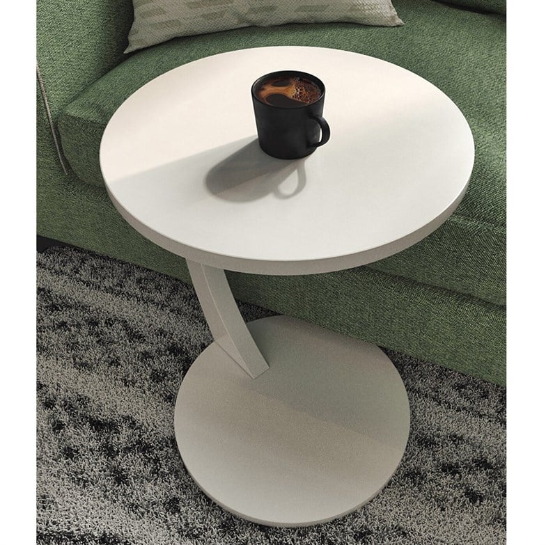 interGO Tekerlekli C Sehpa Koltuk Sehpası Yan Sehpa Zigon Sehpa Servis Sehpası Beyaz