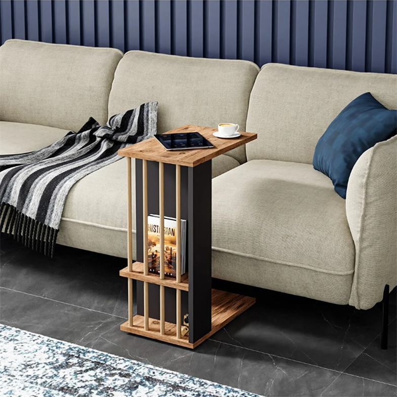 interGO Tekerlekli Yan Sehpa Koltuk Sehpası C Sehpa Zigon Sehpa Servis Sehpası CT2