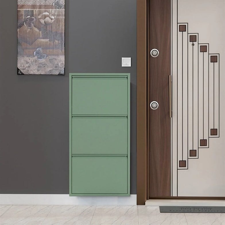 Kaser Metal Yeşil 3'lü Metal Ayakkabılık DC-072