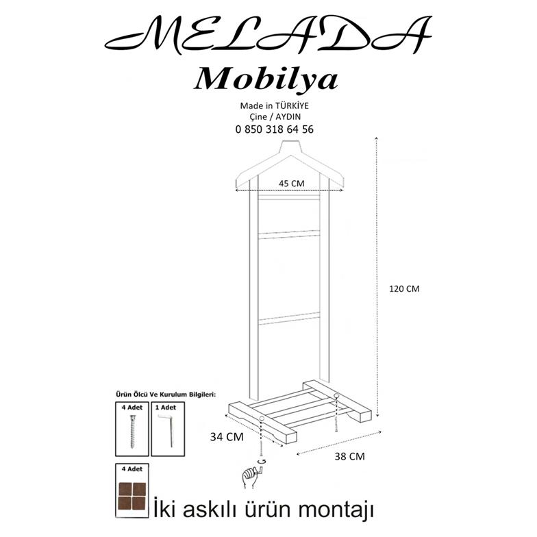 Melada Mobilya Gürgen Tekli Dilsiz Uşak Ham Cilalı