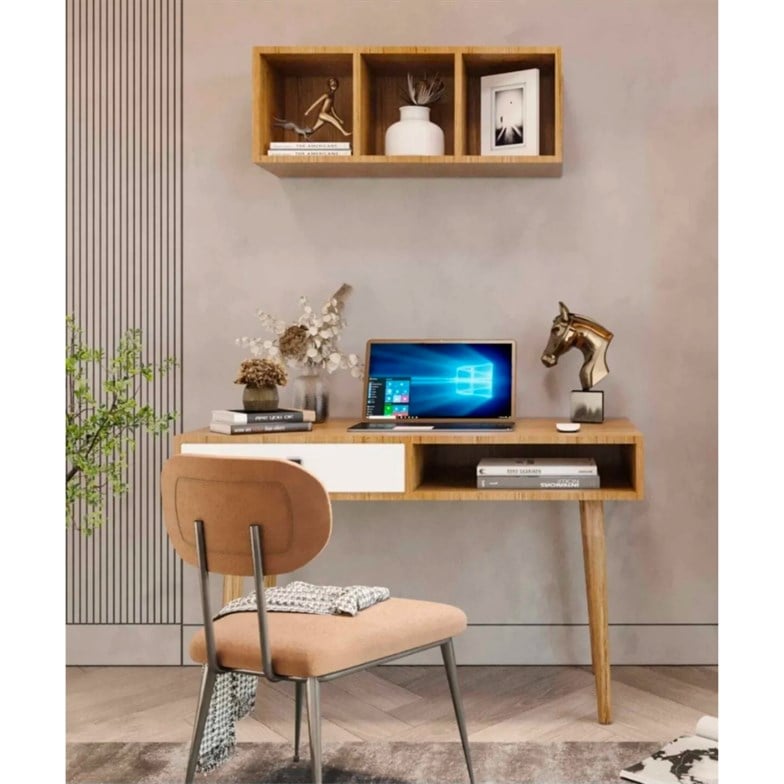 Merlin Mobilya Major Bambu 2 Parçalı Çalışma Masası MAJOR123