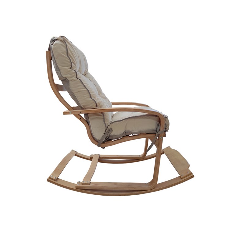 Mobildeco Şehzade Ahşap Sallanan Sandalye Ve Dinlenme Koltuğu Çift Renk (Gri/Krem) Doğal