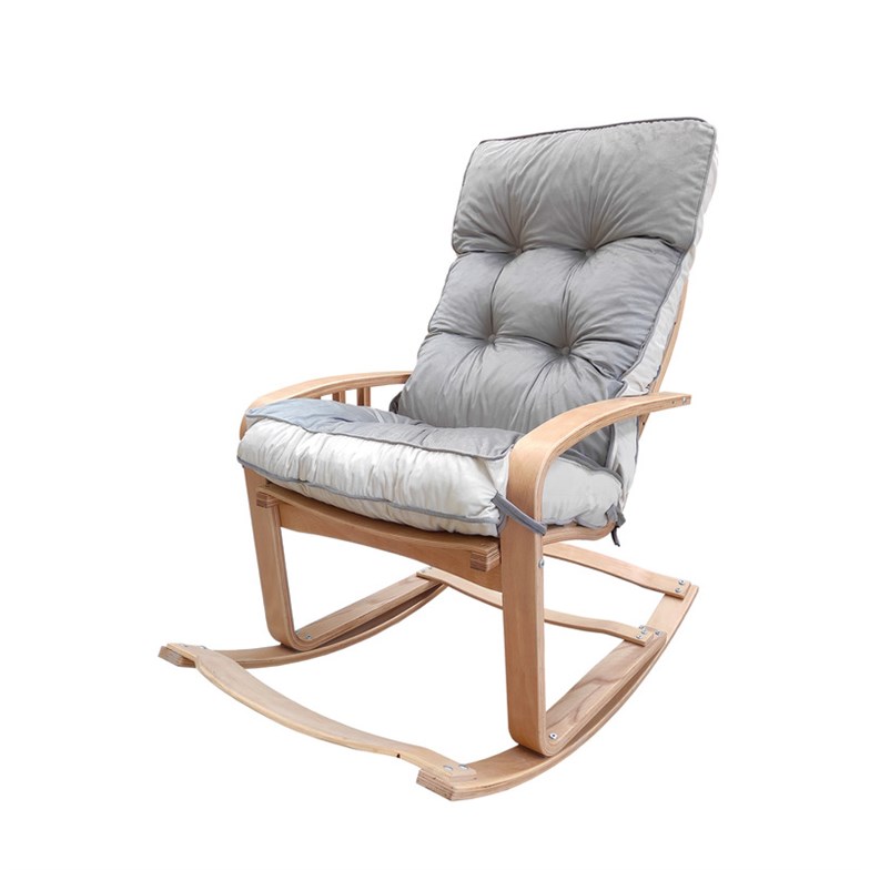 Mobildeco Şehzade Ahşap Sallanan Sandalye Ve Dinlenme Koltuğu Çift Renk (Gri/Krem) Doğal