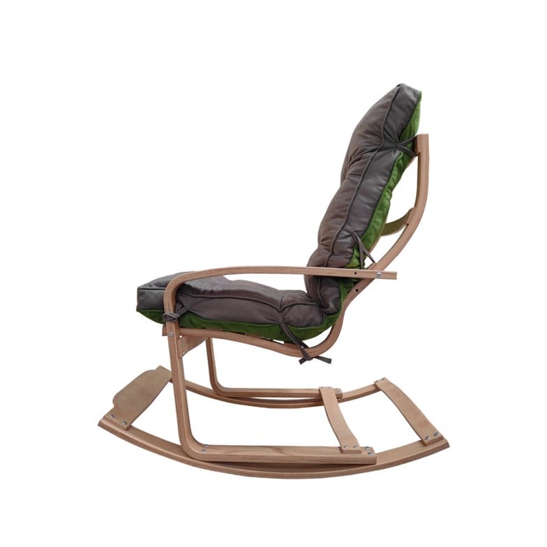Mobildeco Şehzade Ahşap Sallanan Sandalye Ve Dinlenme Koltuğu Çift Renk (Yeşil/Füme) Doğal