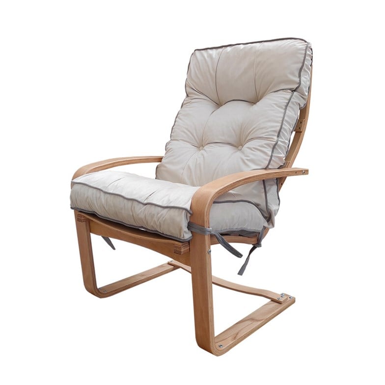 Mobildeco Şehzade Ahşap Yaylanır Dinlenme Koltuğu Çift Renktir Gri/Krem