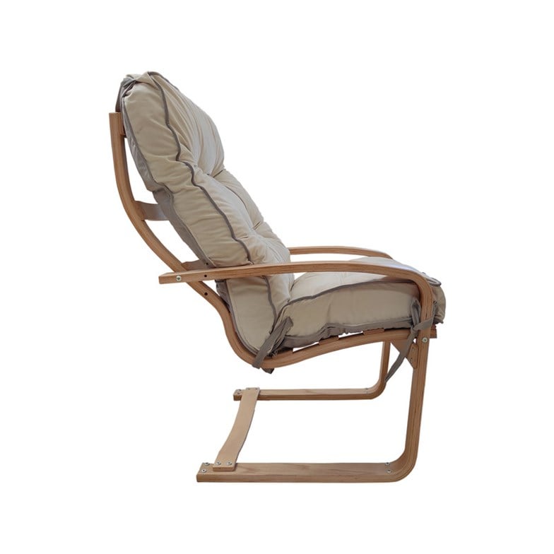 Mobildeco Şehzade Ahşap Yaylanır Dinlenme Koltuğu Çift Renktir Gri/Krem