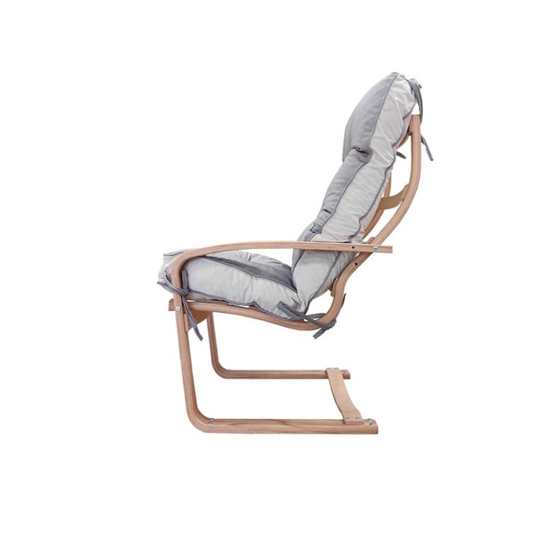 Mobildeco Şehzade Ahşap Yaylanır Dinlenme Koltuğu Çift Renktir Gri/Krem