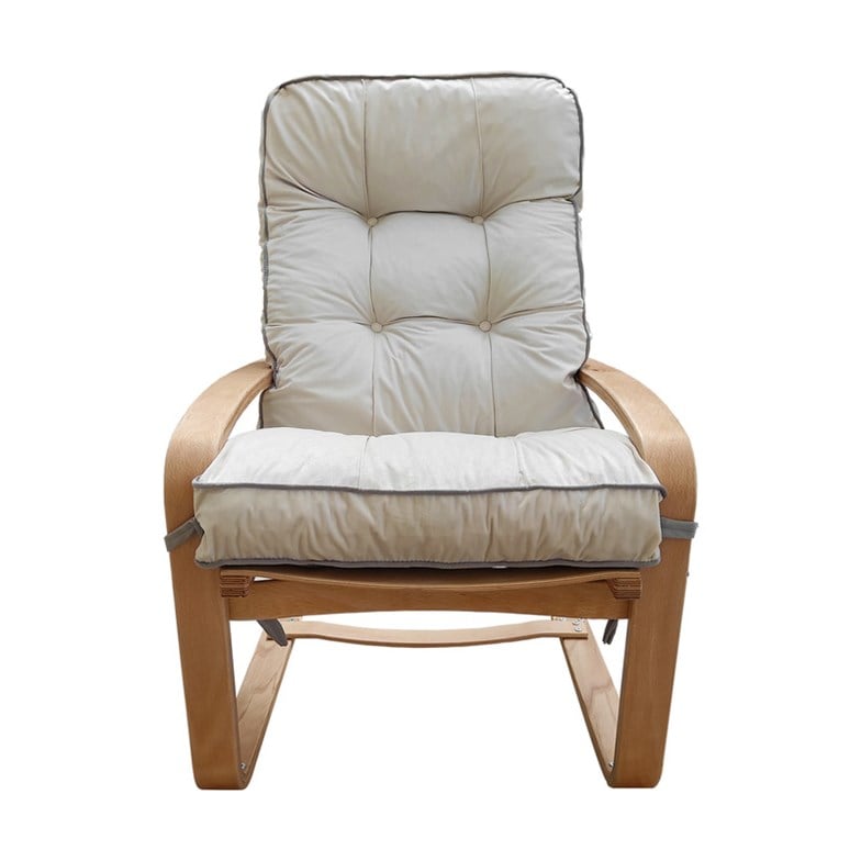 Mobildeco Şehzade Ahşap Yaylanır Dinlenme Koltuğu Çift Renktir Gri/Krem