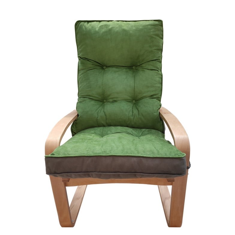 Mobildeco Şehzade Ahşap Yaylanır Dinlenme Koltuğu Çift Renktir Yeşil/Füme