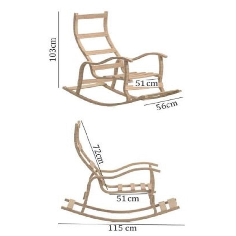 Mobildeco Sultan Lüx Ahşap Çift Minderli Çift Cepli Sallanan Sandalye
