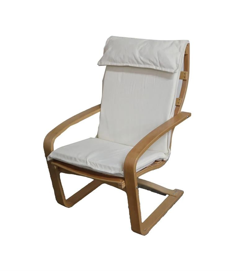 Mobildeco Yaylanır Dinlenme Koltuğu Ahşap Krem