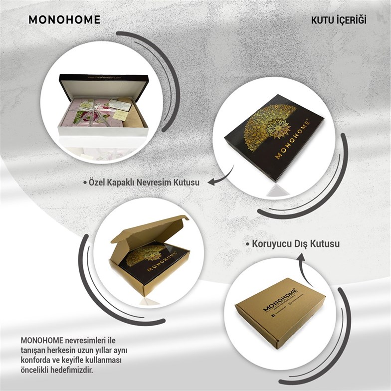 Monohome Premium Luxury Çift Kişilik Nevresim Takımı 3D Pamuk Saten Wood Brown