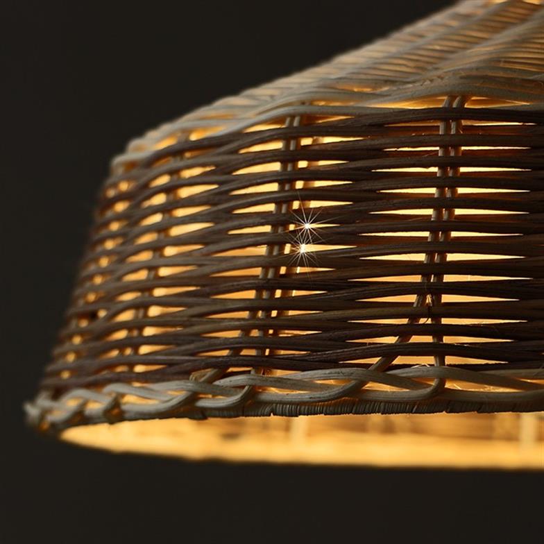 Mylamp Merve Krem & Açık Kahverengi 34x22 cm Rattan Sarkıt Lamba