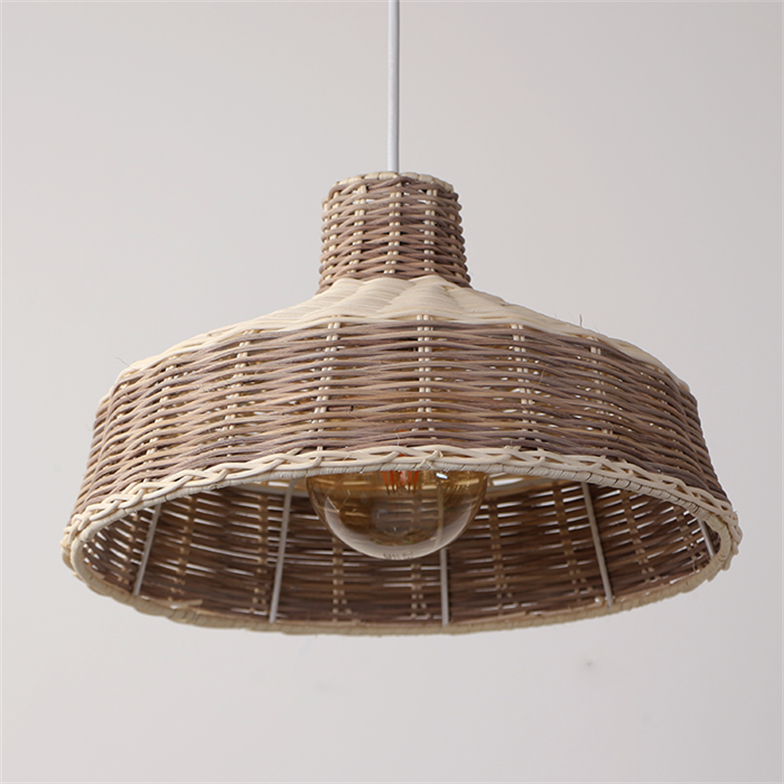 Mylamp Merve Krem & Açık Kahverengi 34x22 cm Rattan Sarkıt Lamba