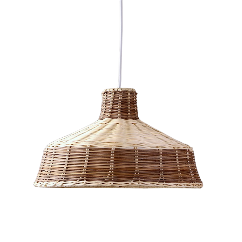 Mylamp Merve Krem & Açık Kahverengi 34x22 cm Rattan Sarkıt Lamba
